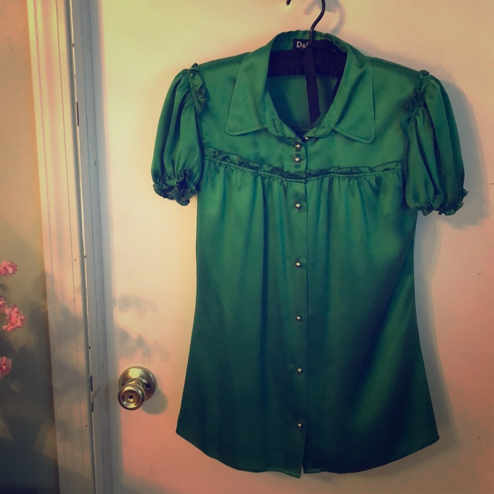 Dolce & Gabbana emerald green silk blouse
